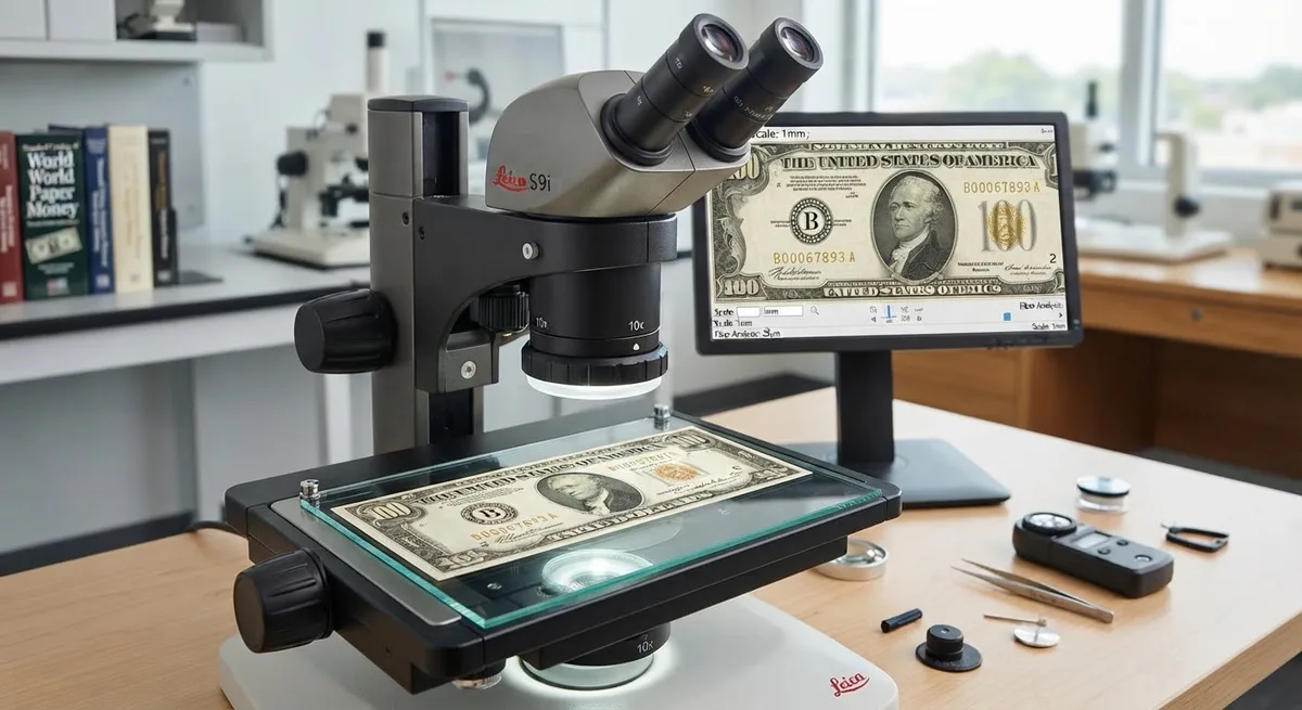 Illustrative banknote inspection scene